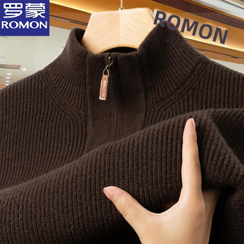 Romon muški pamučni pleteni džemper s patentnim zatvaračem i polu visokim ovratnikom – svakodnevni stil