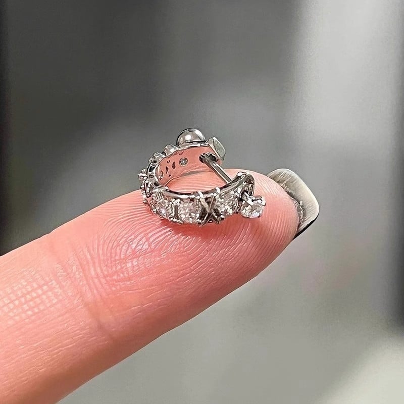 Ženske naušnice s vijčanim zatvaračem, 99% srebro, jednostavan stil, proljeće 2025