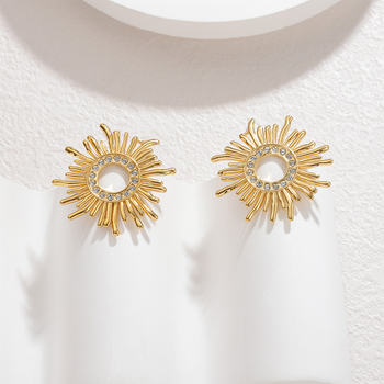 Chenxi Ékszerek Rozsdamentes acél geometriai formájú fülbevalók, magas minőségű, uniszex, elektroplakált felület