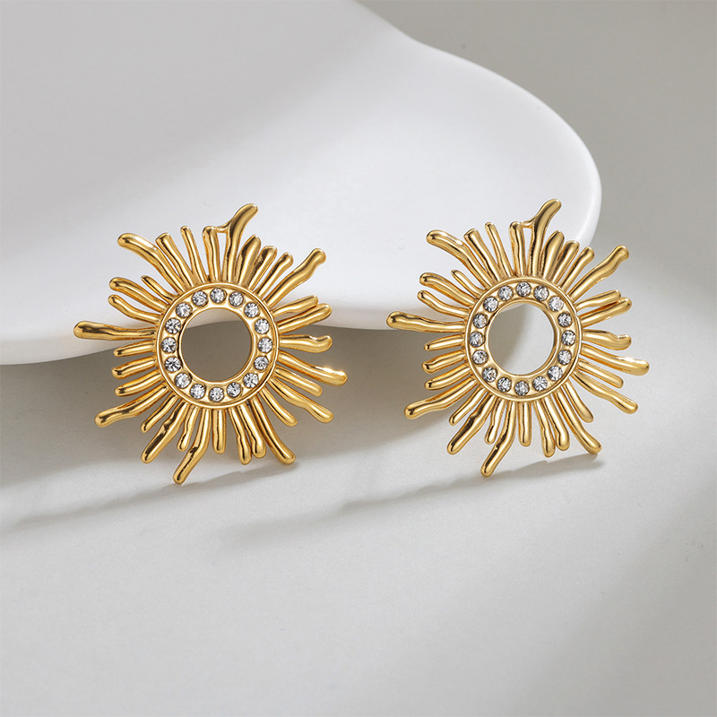 Chenxi Ékszerek Rozsdamentes acél geometriai formájú fülbevalók, magas minőségű, uniszex, elektroplakált felület