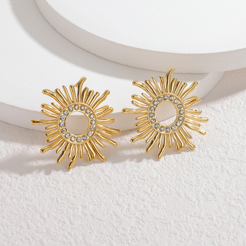 Chenxi Ékszerek Rozsdamentes acél geometriai formájú fülbevalók, magas minőségű, uniszex, elektroplakált felület