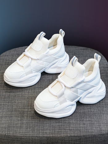 Женски обувки Dad Shoes със вътрешно повдигане, горнище от телешки велур, PU дебела подметка, връзки, височина на тока 6–8 см