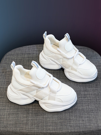 Женски обувки Dad Shoes със вътрешно повдигане, горнище от телешки велур, PU дебела подметка, връзки, височина на тока 6–8 см