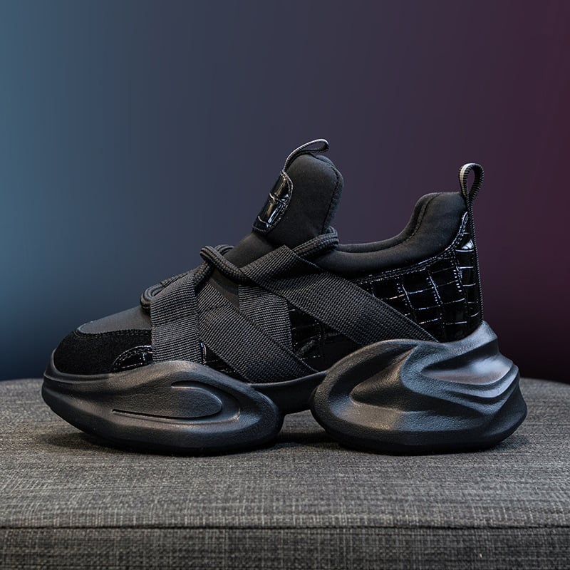 Женски обувки Dad Shoes със вътрешно повдигане, горнище от телешки велур, PU дебела подметка, връзки, височина на тока 6–8 см