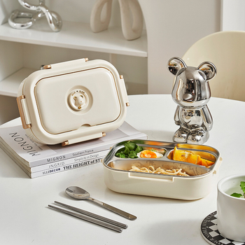 Szigetelt ebédes doboz 304 rozsdamentes acélból, négyszögletes, 800–1000 ml, mikrózható, diákoknak és irodai dolgozóknak, logónyomtatás, testre szabható