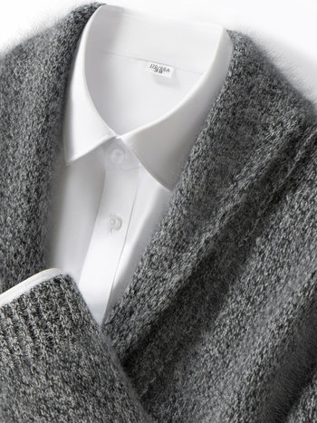 Мъжки кашмирен кардиган с 7-гейдж двойна нишка, удебелен, с яка тип лапел, 30-35% кашмир