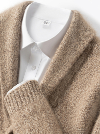 Мъжки кашмирен кардиган с 7-гейдж двойна нишка, удебелен, с яка тип лапел, 30-35% кашмир