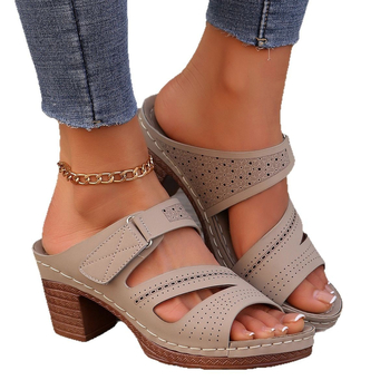 Női PU szandál hal alakú orr, wedge sarok, Leisure stílus, PU felső rész és talp, vastag talp, 2025 tavasz