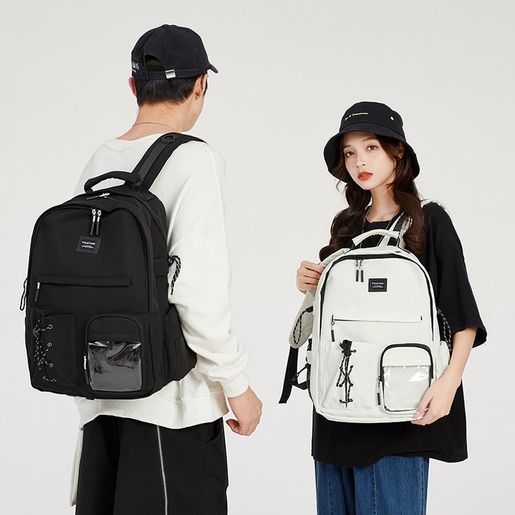 Harajuku utcai stílusú hátizsák, nylon anyagú, 20–35L kapacitás, laptop zseb, cipzáras zárás, dupla vállpánt