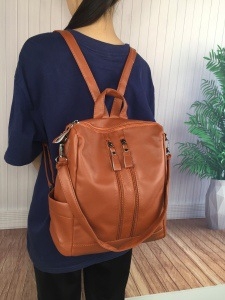 Női PU hátizsák, városi minimalist stílus, nagy kapacitás, zipzáras nyitás, belső zipzáras zseb