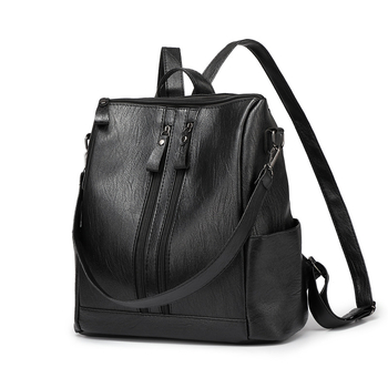 Női PU hátizsák, városi minimalist stílus, nagy kapacitás, zipzáras nyitás, belső zipzáras zseb