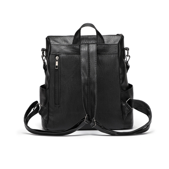 Női PU hátizsák, városi minimalist stílus, nagy kapacitás, zipzáras nyitás, belső zipzáras zseb