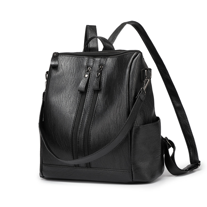 Női PU hátizsák, városi minimalist stílus, nagy kapacitás, zipzáras nyitás, belső zipzáras zseb