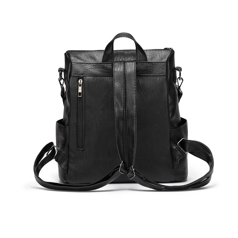 Női PU hátizsák, városi minimalist stílus, nagy kapacitás, zipzáras nyitás, belső zipzáras zseb
