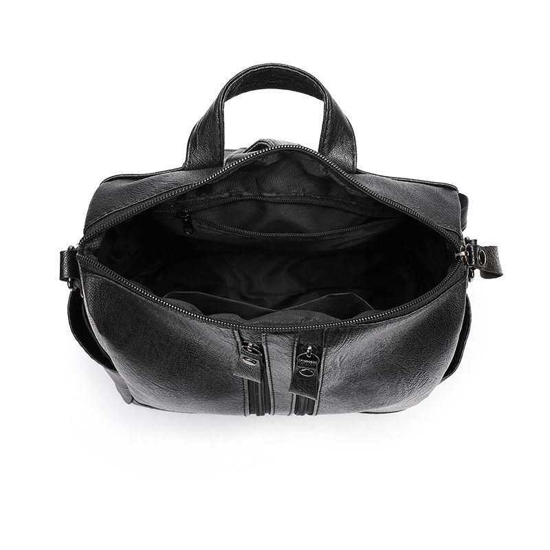 Női PU hátizsák, városi minimalist stílus, nagy kapacitás, zipzáras nyitás, belső zipzáras zseb