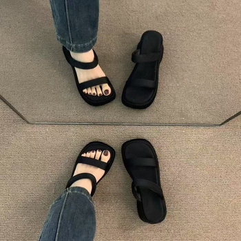 I-oblik papuče, debeli pet 3–5 cm, pjena guma potplat, PU ulošak, prst u obliku ribljih usta