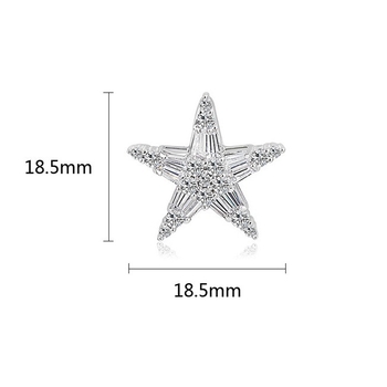 Naušnice: petokraka zvijezda od bakra s cirkoninim ugradnjom, elektroplatirane, Jinse dizajn, korejski stil