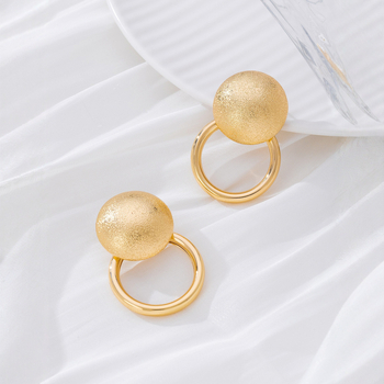 Par elegantnih geometrijskih naušnica s izrezanim kružnim oblikom i mat završetkom za žene; Materijal: željezo; Postupak: elektropliranje; Oblik: geometrijski; Materijal igle za uho: nehrđajući čelik