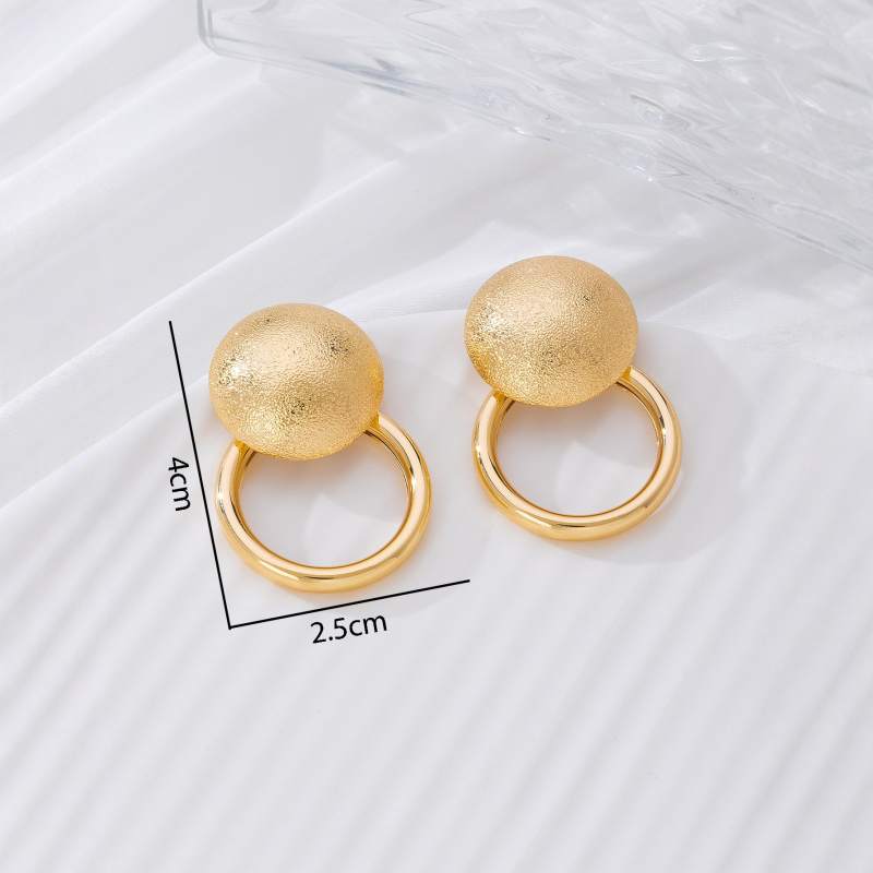 Par elegantnih geometrijskih naušnica s izrezanim kružnim oblikom i mat završetkom za žene; Materijal: željezo; Postupak: elektropliranje; Oblik: geometrijski; Materijal igle za uho: nehrđajući čelik