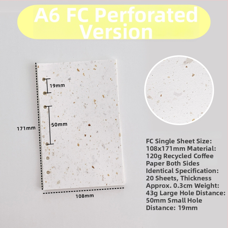 Vnútorná strana pre voľný list – recyklovaný kávový papier; import: Nie; IP povolenie: Nie