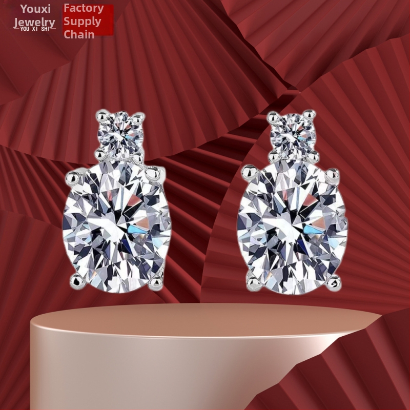 Naušnice u obliku jajeta sa cirkonima, od bakra, elektroplatirane, ženski nakit Youxi Decoration