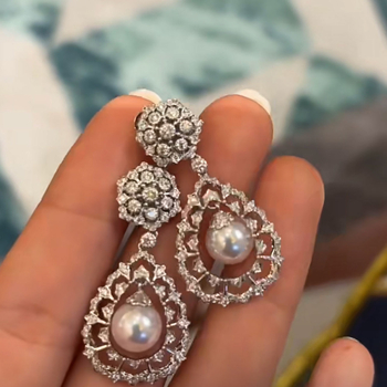 Geometrijski dizajn naušnica s cirkonima i perlama, bakrena osnova s elektroplatiranjem, za žene