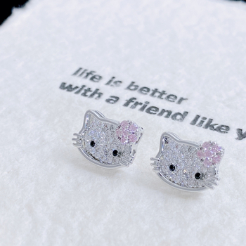 Ženske bakrene naušnice s mačkom — sladak dizajn, elektroplatirani premaz