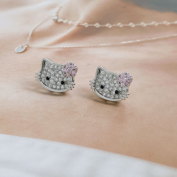 Ženske bakrene naušnice s mačkom — sladak dizajn, elektroplatirani premaz