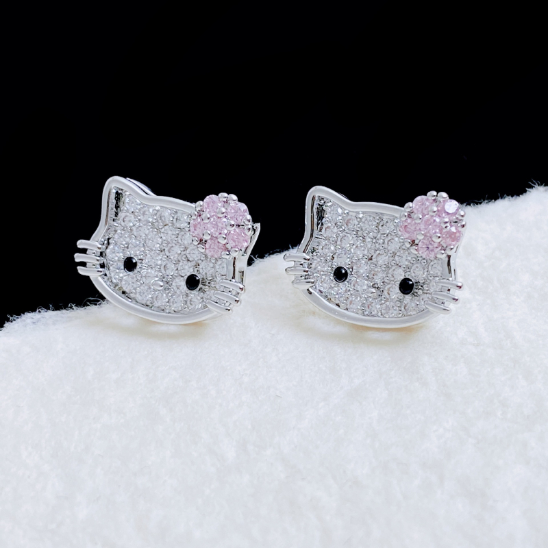 Ženske bakrene naušnice s mačkom — sladak dizajn, elektroplatirani premaz