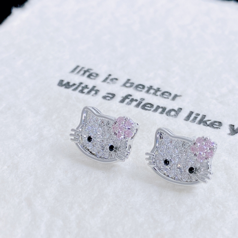 Ženske bakrene naušnice s mačkom — sladak dizajn, elektroplatirani premaz
