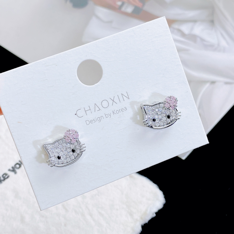 Ženske bakrene naušnice s mačkom — sladak dizajn, elektroplatirani premaz