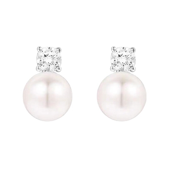 Női réz fülbevalók gyöngybeültetéssel és moissanittel, geometriai kialakítás Chanel-stílusban, Disifanhua