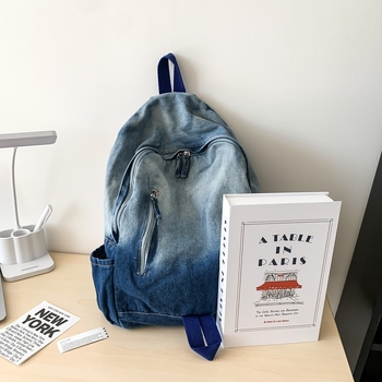 Denim hátizsák laptophoz, uniszex, utcai stílus, lélegző, kapacitás 20 L alatt, belső nylon bélés, görbült vállpántok