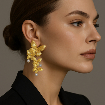 Обeци – форма на пеперуда, цинкова сплав, личностен стил, за жени, пролет 2025