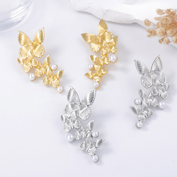 Обeци – форма на пеперуда, цинкова сплав, личностен стил, за жени, пролет 2025