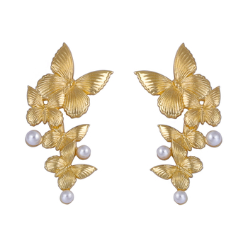 Обeци – форма на пеперуда, цинкова сплав, личностен стил, за жени, пролет 2025