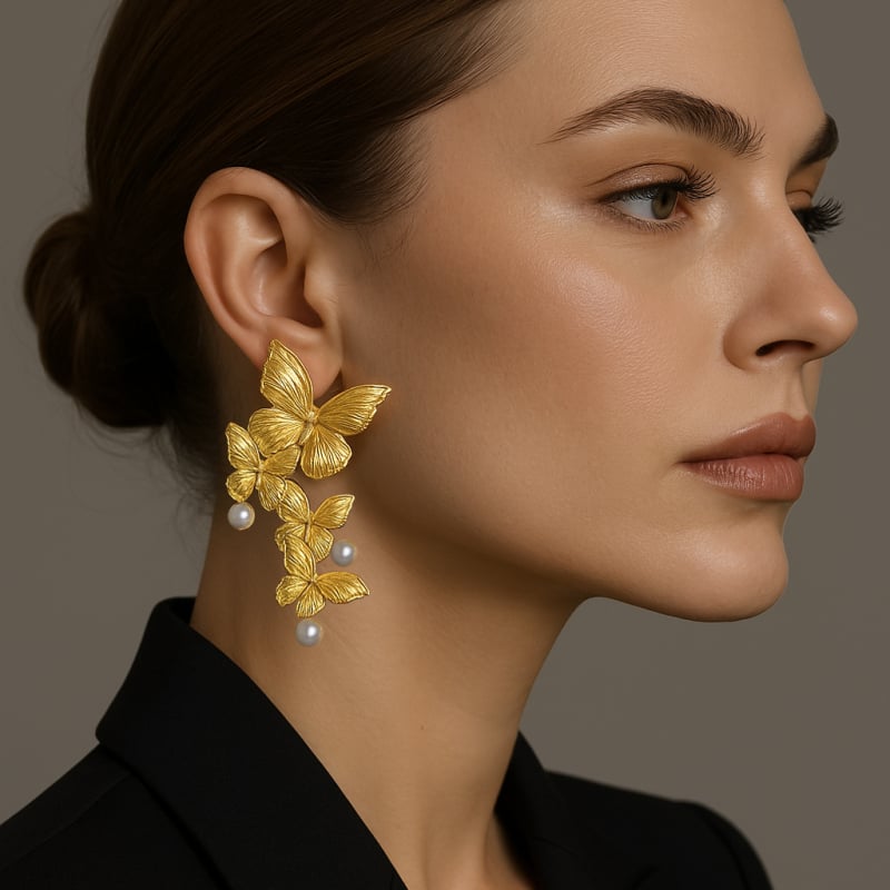 Обeци – форма на пеперуда, цинкова сплав, личностен стил, за жени, пролет 2025