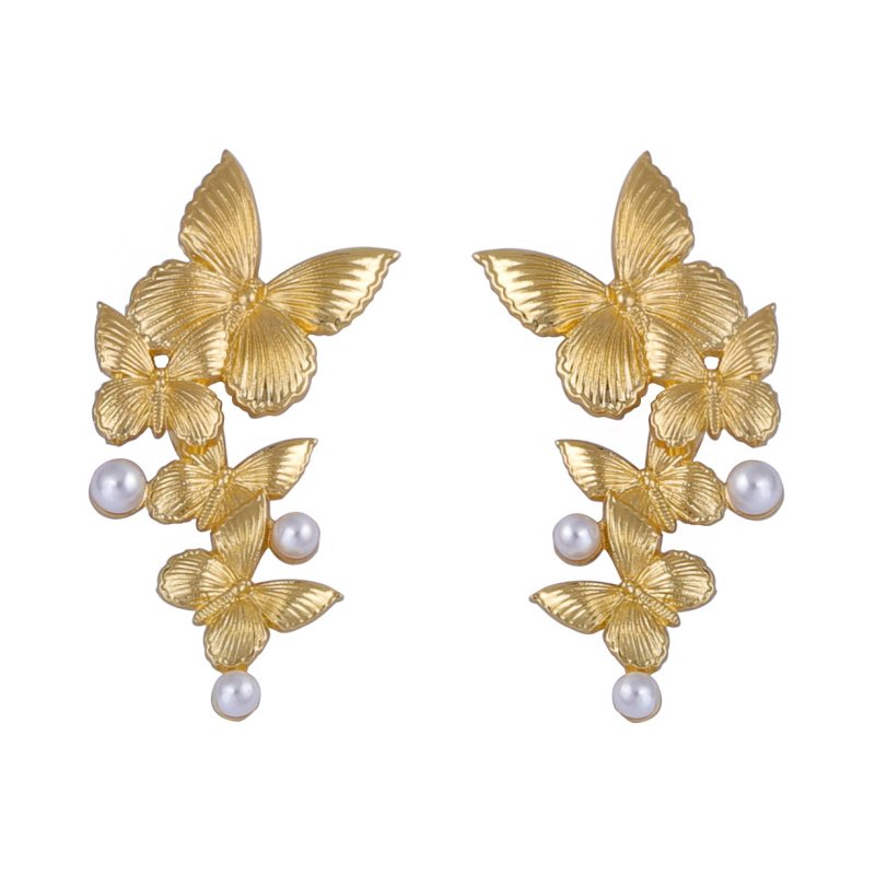 Обeци – форма на пеперуда, цинкова сплав, личностен стил, за жени, пролет 2025