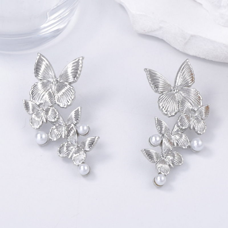 Обeци – форма на пеперуда, цинкова сплав, личностен стил, за жени, пролет 2025