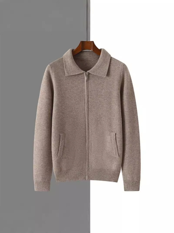 Muški kardigan, 100% vuna, rever ovratnik, debeli pleteni materijal, prilagođeni kroj, jesen 2024