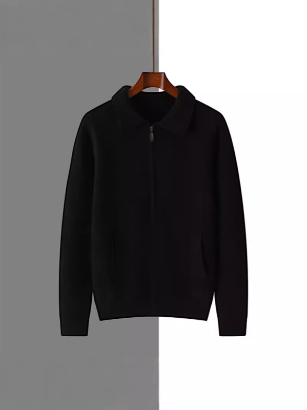 Muški kardigan, 100% vuna, rever ovratnik, debeli pleteni materijal, prilagođeni kroj, jesen 2024