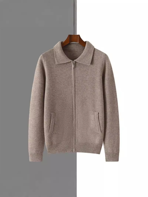 Muški kardigan, 100% vuna, rever ovratnik, debeli pleteni materijal, prilagođeni kroj, jesen 2024