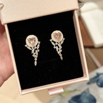 Bakreni naušnice, lagani luksuzni stil, elektroplating završni premaz, 925 srebrni ušni postovi, oblici: srce, cvijet, geometrijski, životinje