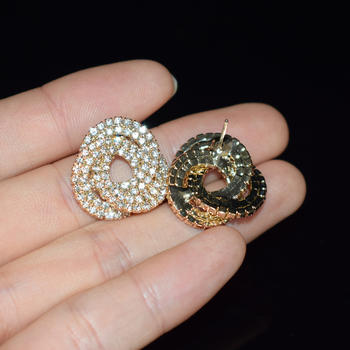 TECAN Geometrijski naušnici s Rhinestones, iglice od nehrđajućeg čelika, elektropalirane završne obrade