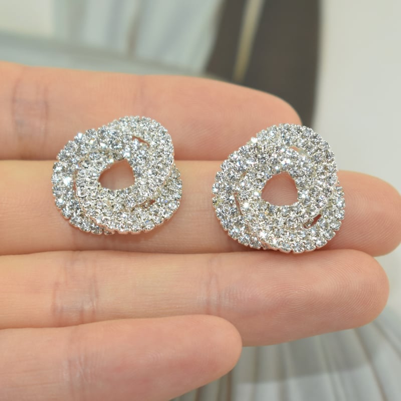 TECAN Geometrijski naušnici s Rhinestones, iglice od nehrđajućeg čelika, elektropalirane završne obrade