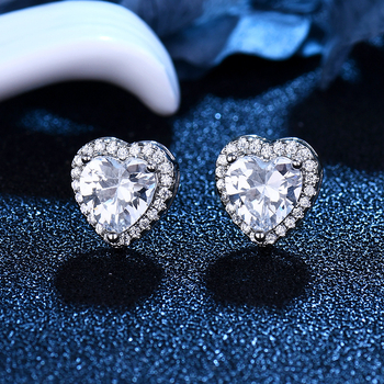 Bakrene naušnice u obliku srca sa cirkonima, ručna izrada