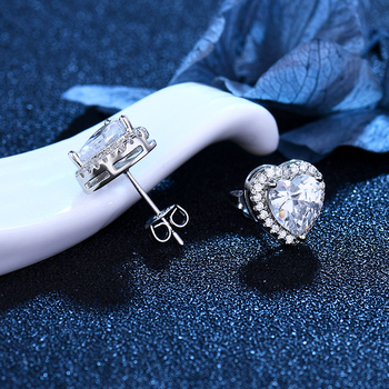 Bakrene naušnice u obliku srca sa cirkonima, ručna izrada