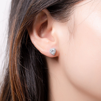 Bakrene naušnice u obliku srca sa cirkonima, ručna izrada