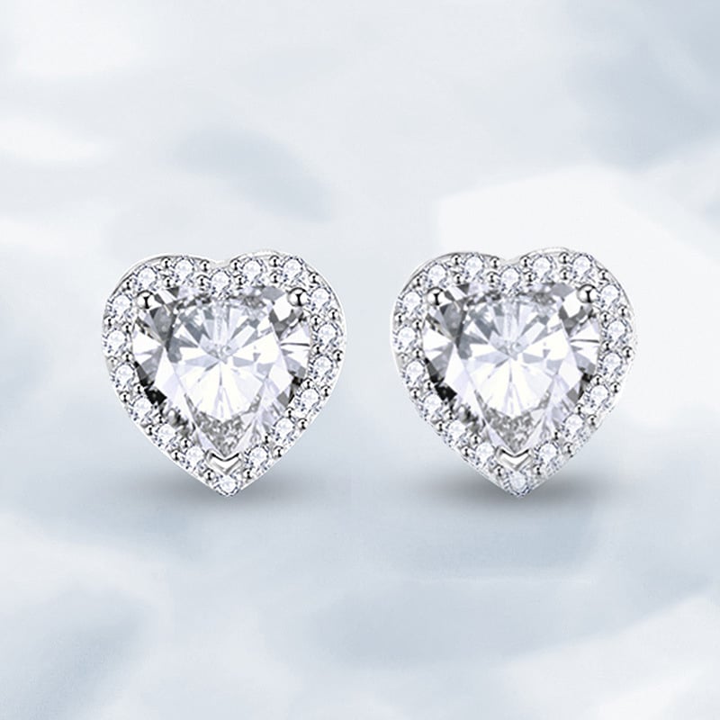 Bakrene naušnice u obliku srca sa cirkonima, ručna izrada