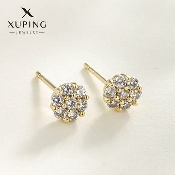 Xuping naušnice s cvjetnim dizajnom – legura, elektroplatiranje, bakrena igla, lagani luksuzni stil, žene (ljeto 2024)